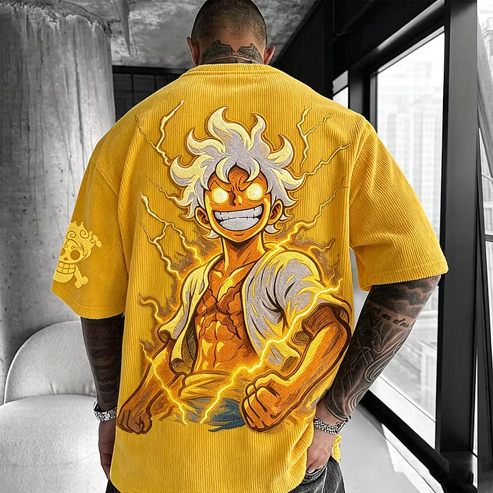 One Piece Unisex Anime Inspired Vintage Corduroy T-Shirt