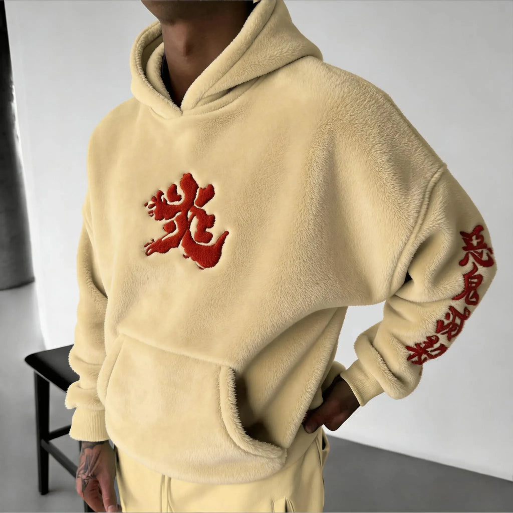 KNY Color-blocked Corduroy Hooded Sweatshirt