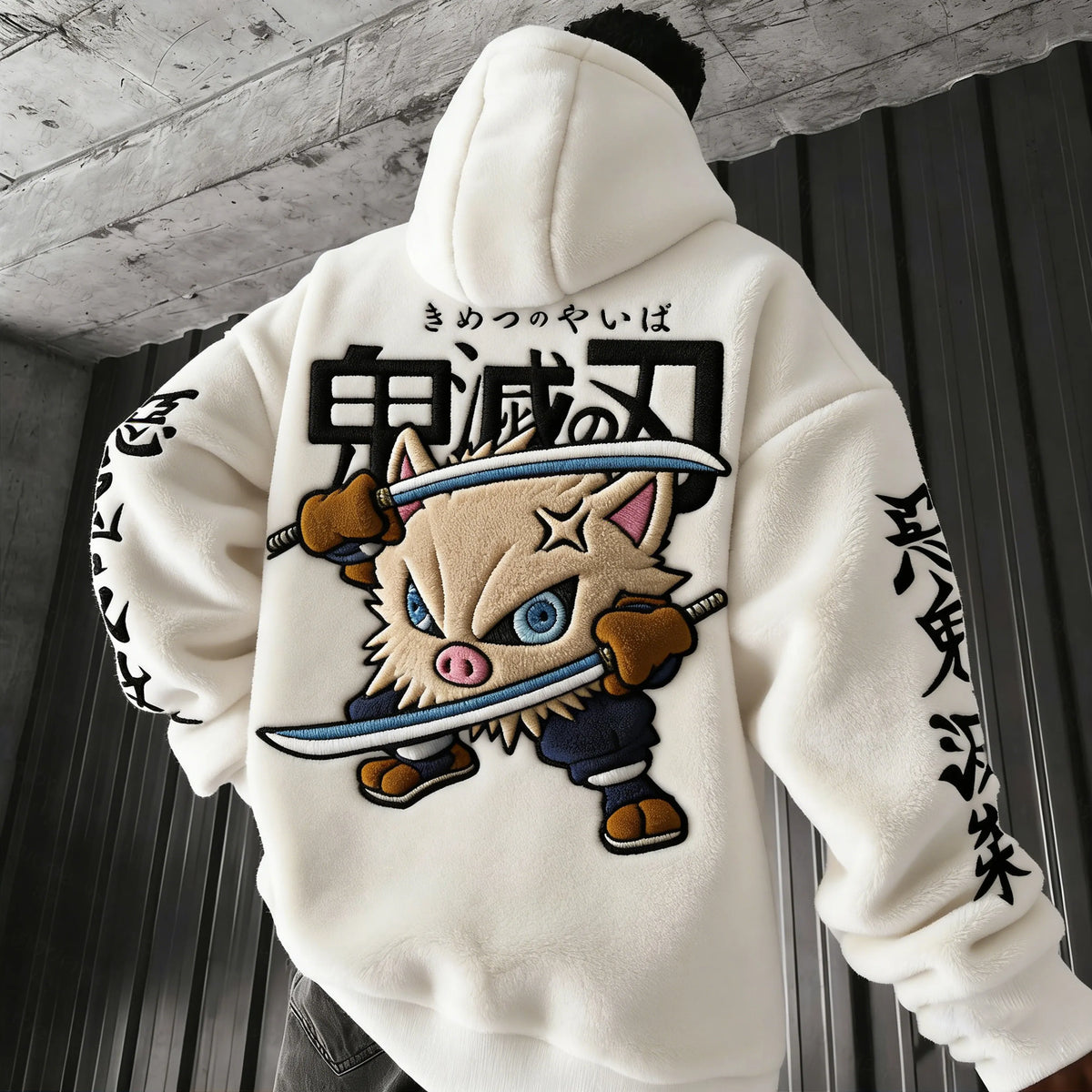 KNY Color-blocked Corduroy Hooded Sweatshirt