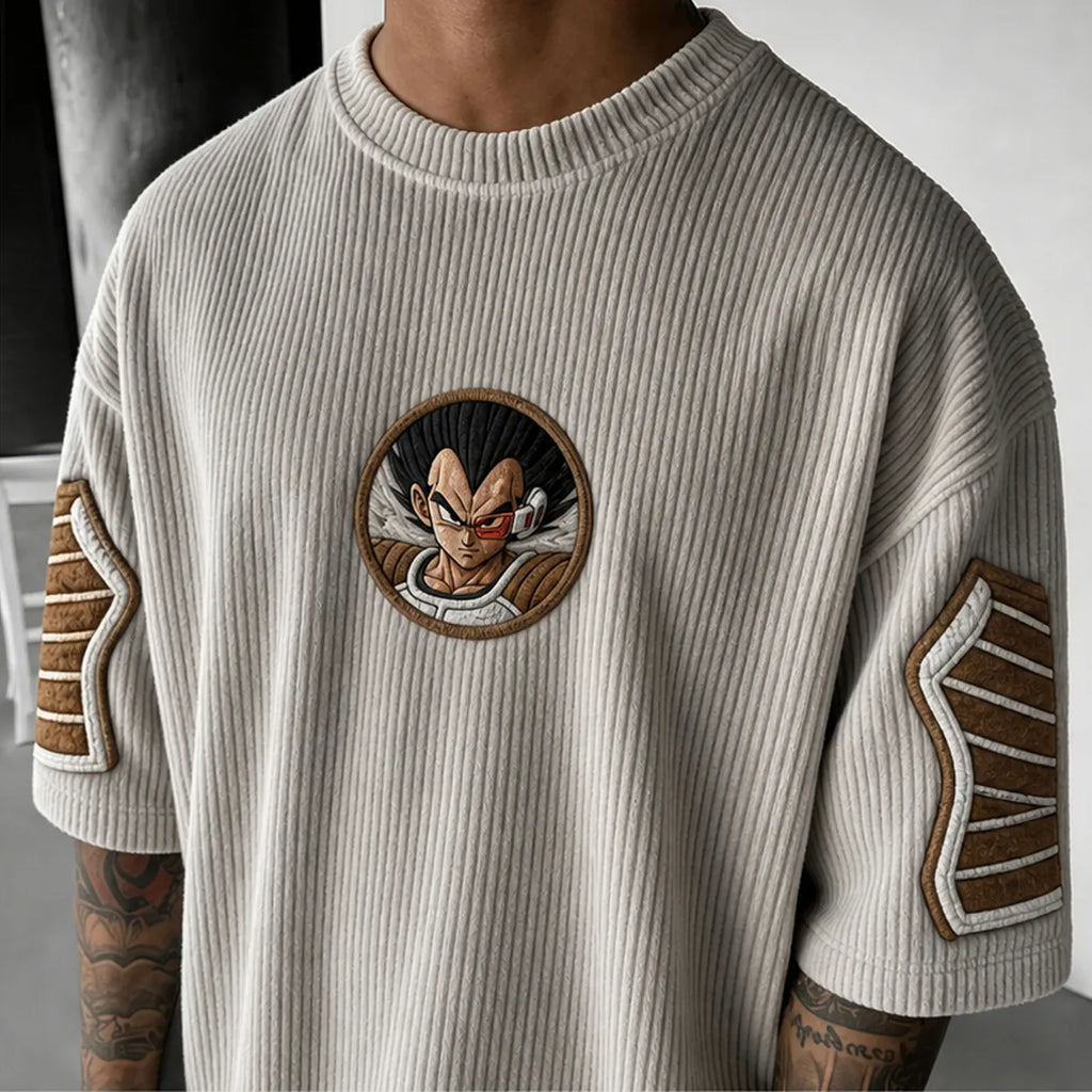 Dragon Ball Unisex Anime-Style Retro Corduroy Oversized T-Shirt