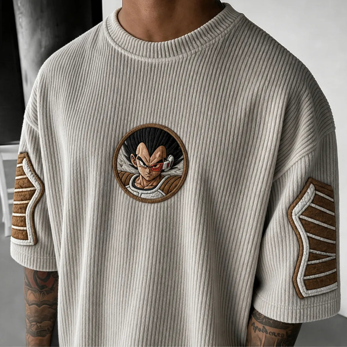 Dragon Ball Unisex Anime-Style Retro Corduroy Oversized T-Shirt