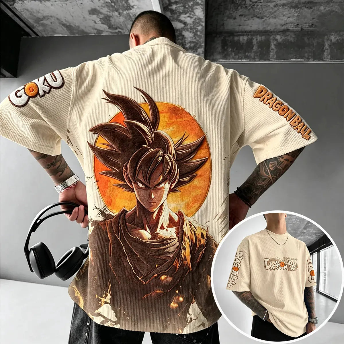 Dragon Ball Unisex Anime Inspired Vintage Corduroy T-Shirt