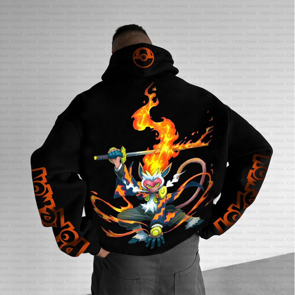 PKM-Unisex Anime Inspired Vintage Plush Hoodie