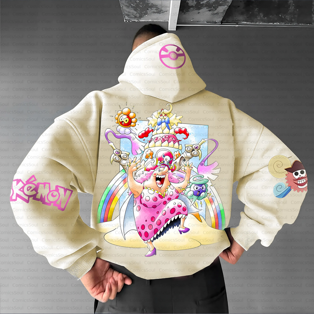 PKM-Unisex Anime Inspired Vintage Plush Hoodie