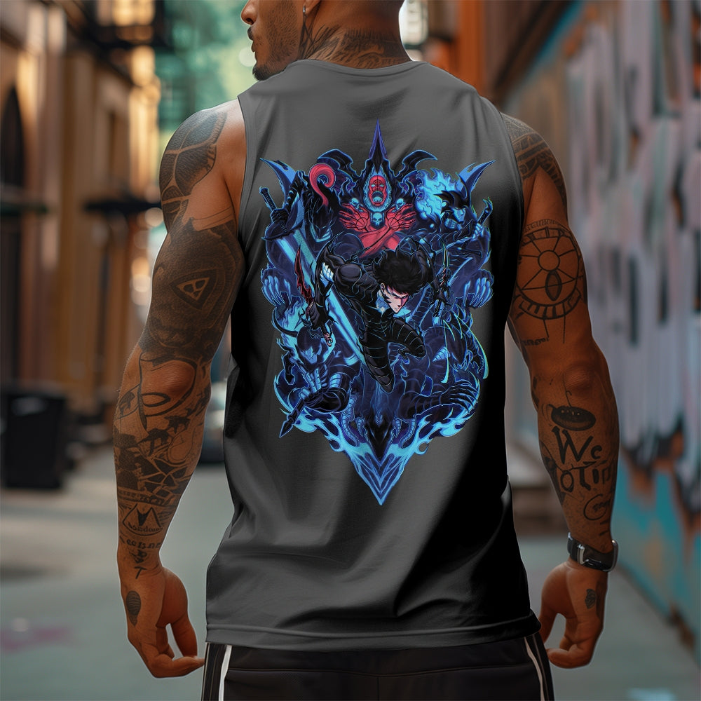 SL-Oversized Anime Print Gym Tank Top