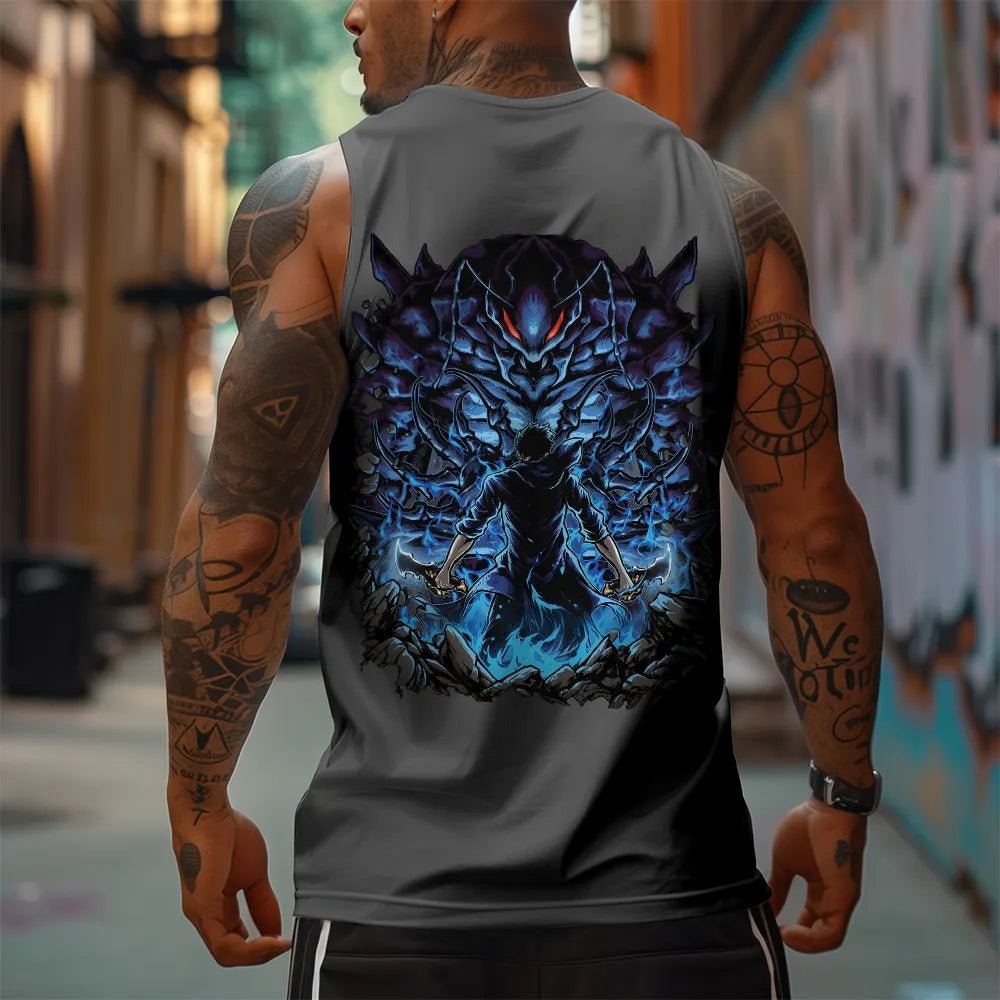 SL-Oversized Anime Print Gym Tank Top