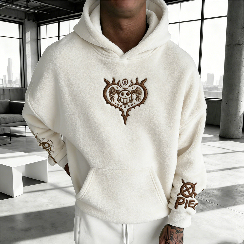 One Piece Color-blocked Plush Hoodie