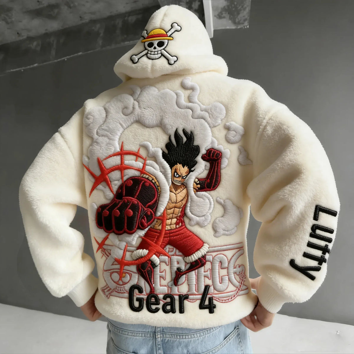 One Piece Color-blocked Plush Hoodie