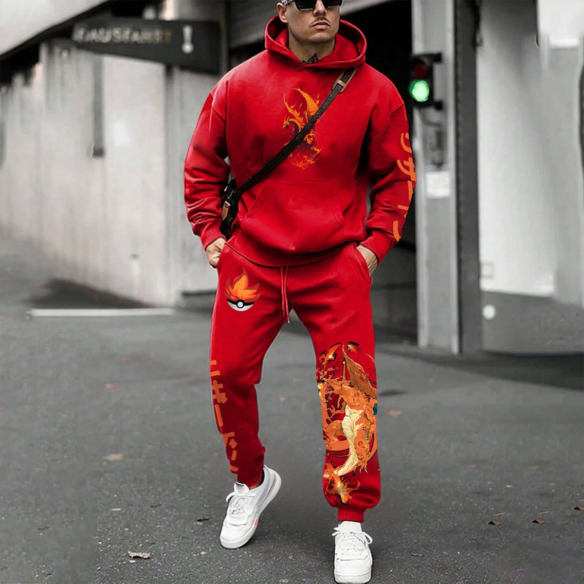 PKM-Unisex Anime 3D Print Fleece Hoodie and Pants Set