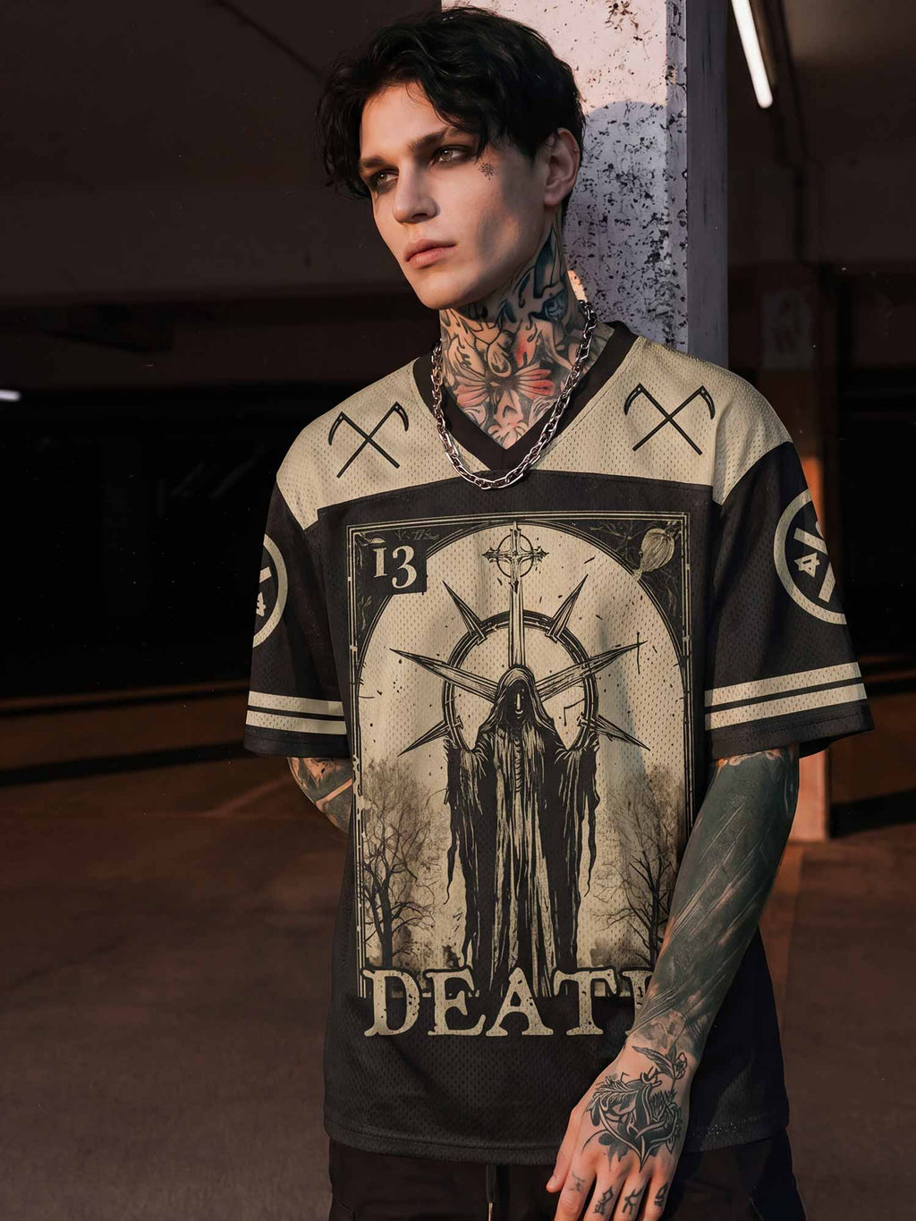 Death in Cloak Tarot Card Mesh Jersey