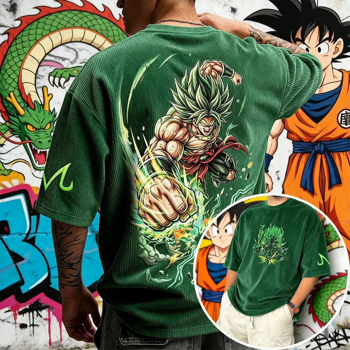 Dragon Ball Unisex Anime Inspired Vintage Corduroy T-Shirt