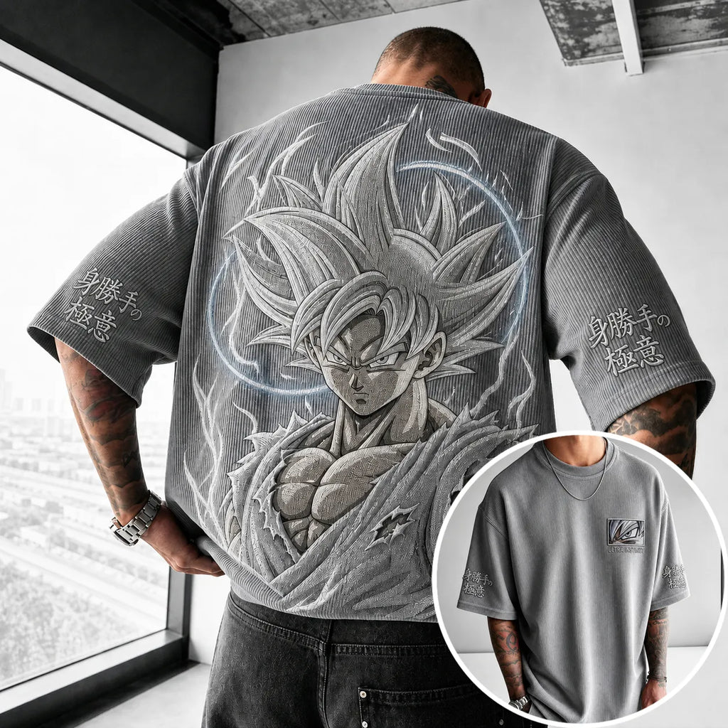 Dragon Ball Unisex Short-Sleeve Corduroy T-Shirt With Anime Print
