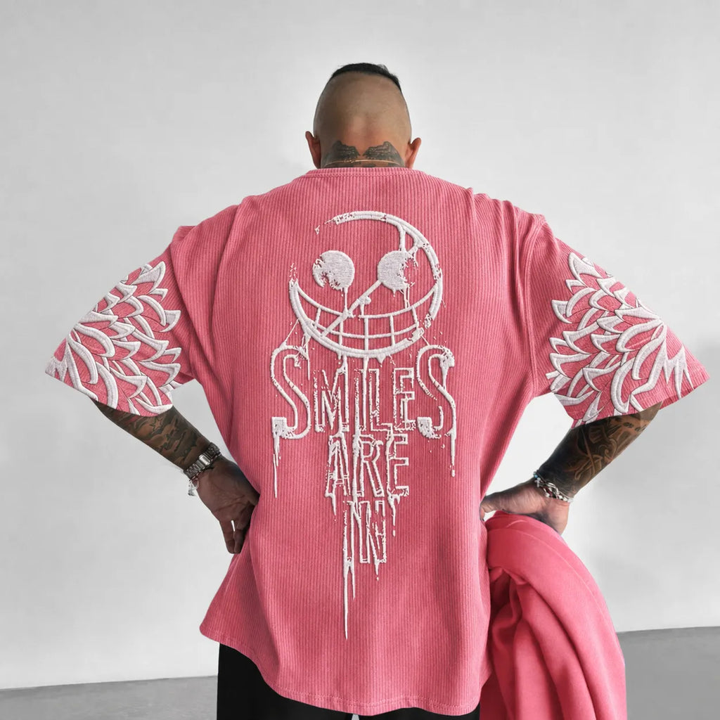 One Piece Unisex Anime-Style Retro Corduroy Oversized T-Shirt
