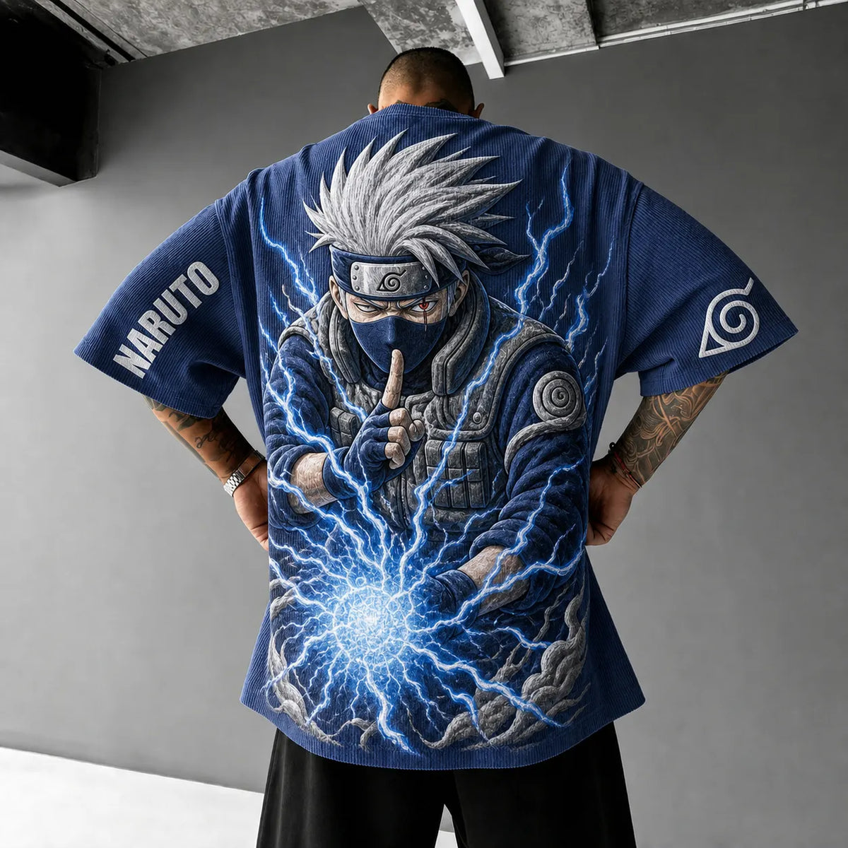 NINDO Unisex Anime-Style Retro Corduroy Oversized T-Shirt