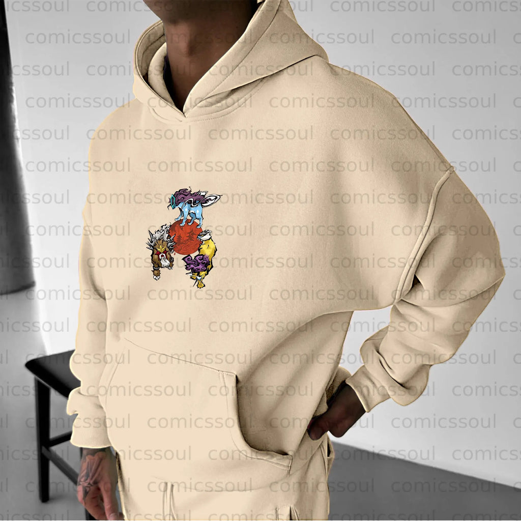PKM-Unisex Anime Graphic Streetwear Vintage Plush Hoodie