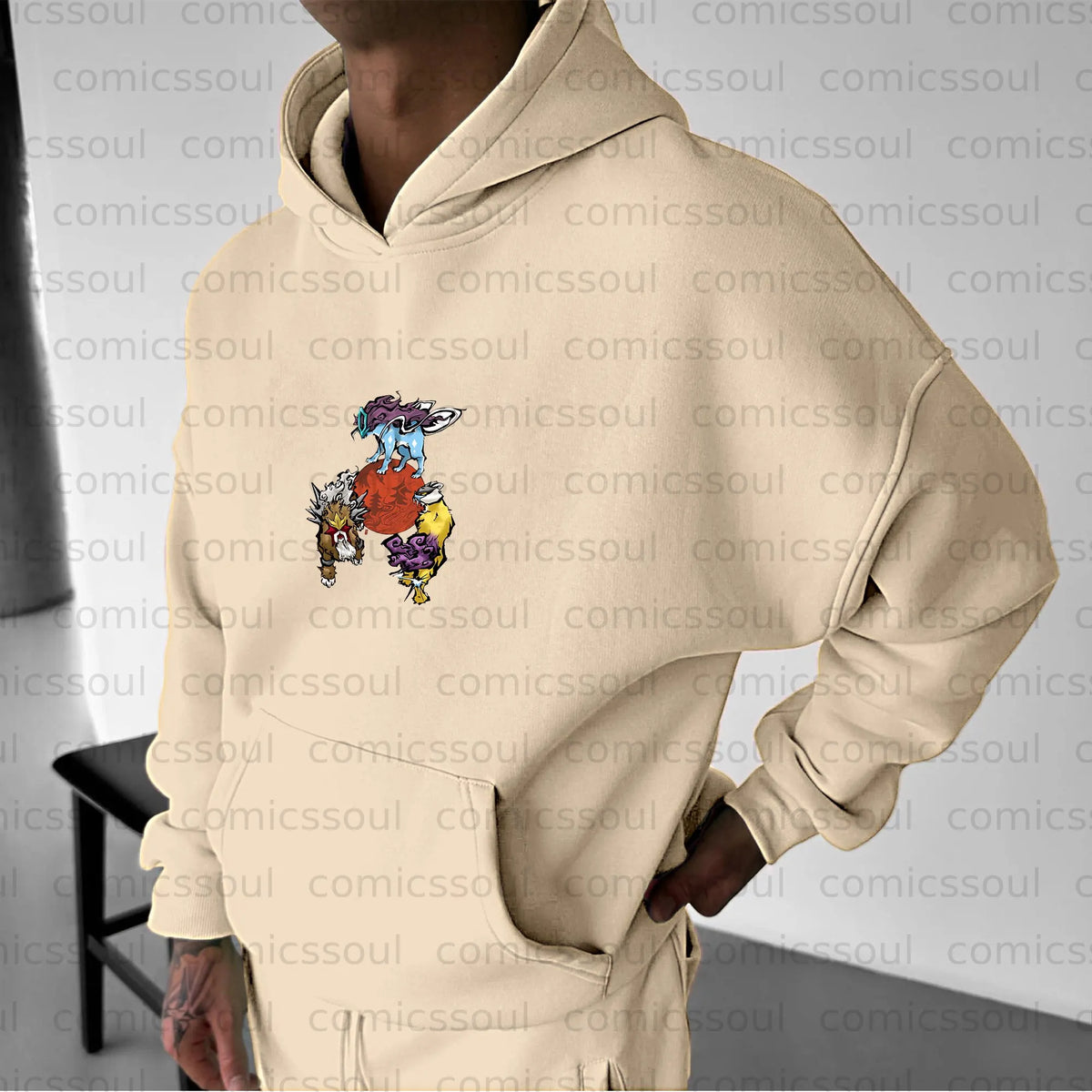 PKM-Unisex Anime Graphic Streetwear Vintage Plush Hoodie