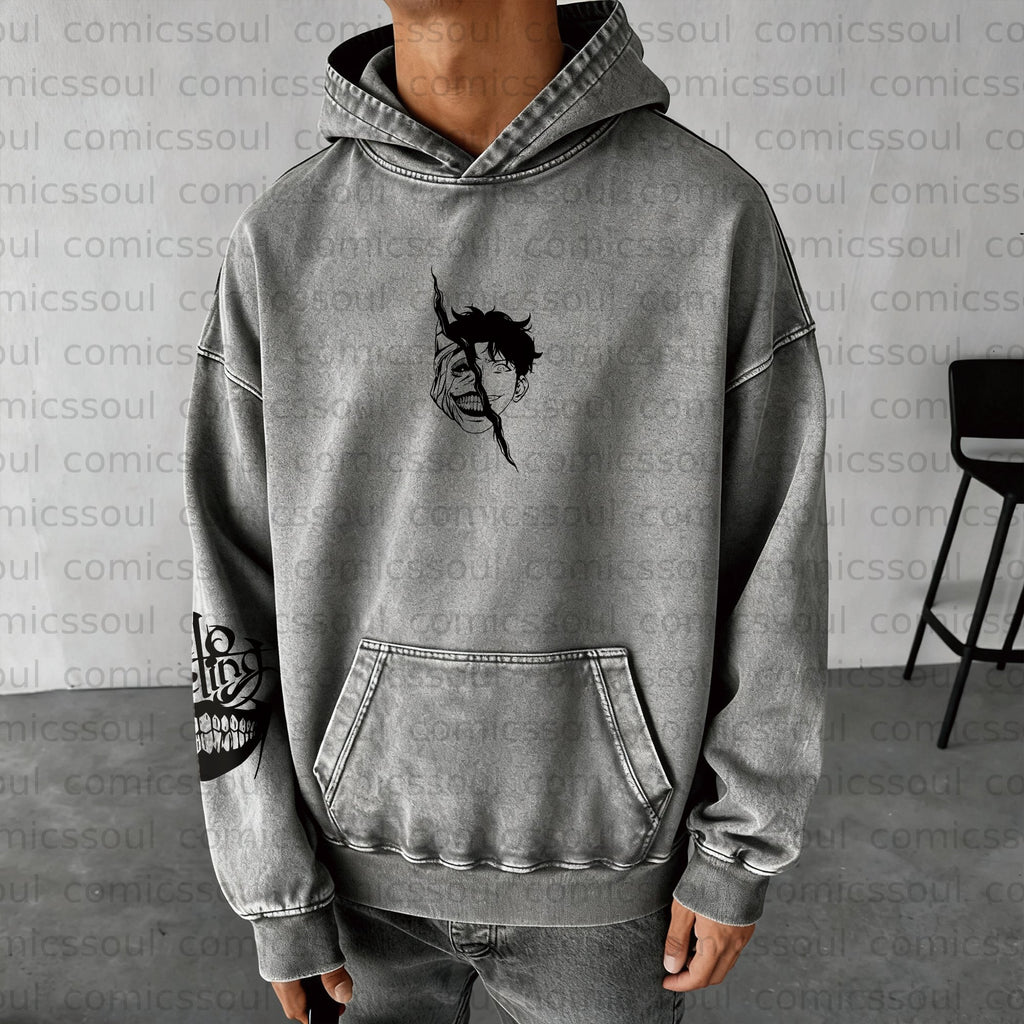 SL-Unisex  Anime Graphic Water wash Streetwear Vintage Hoodie