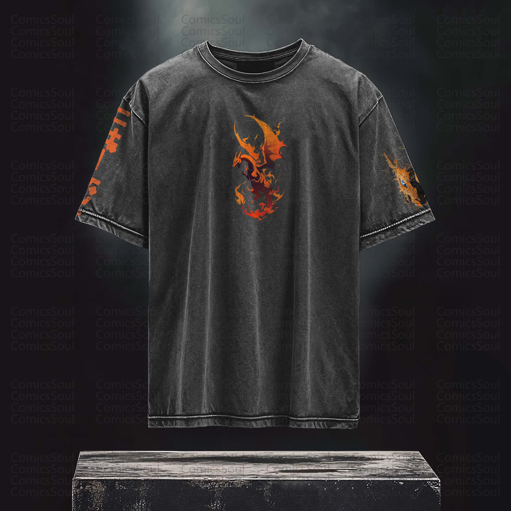 PKM-Unisex Anime Inspired Vintage washed T-Shirt
