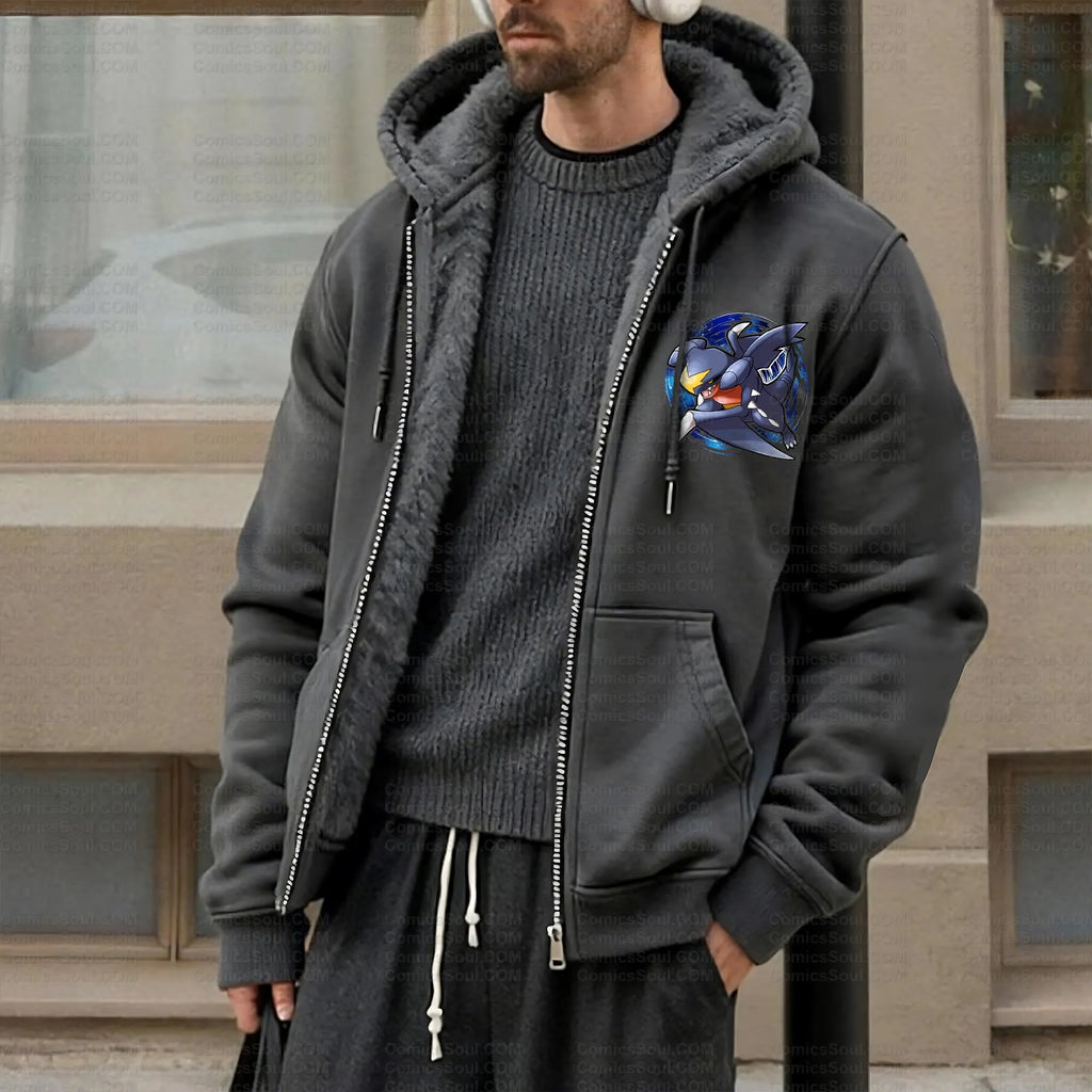 PKM-Unisex Graphic Streetwear Vintage Zipper Cardigan Plush Hoodie