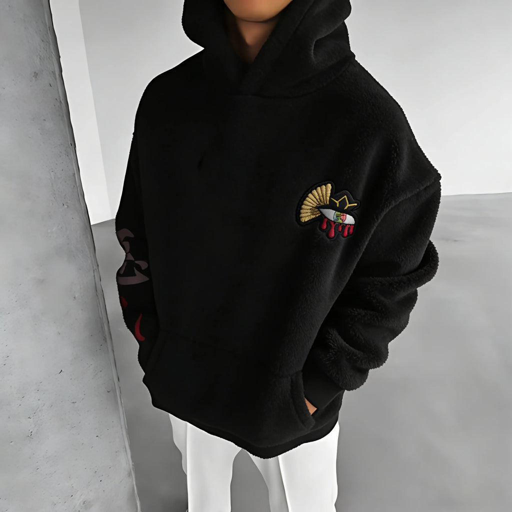 KNY Color-blocked Corduroy Hooded Sweatshirt