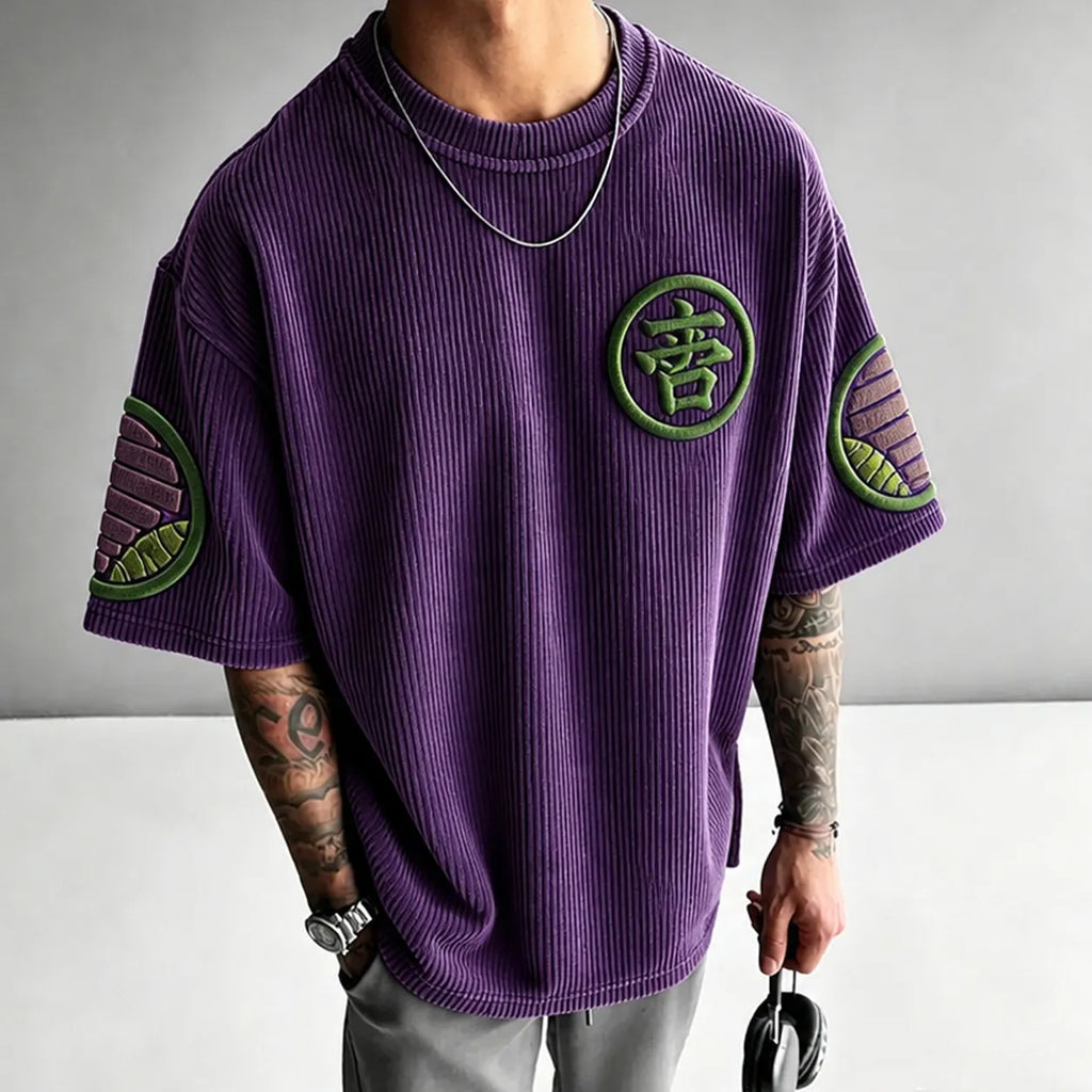 Dragon Ball Unisex Anime-Style Retro Corduroy Oversized T-Shirt