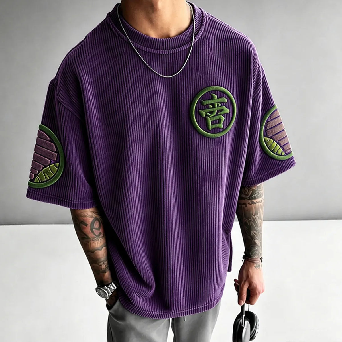 Dragon Ball Unisex Anime-Style Retro Corduroy Oversized T-Shirt