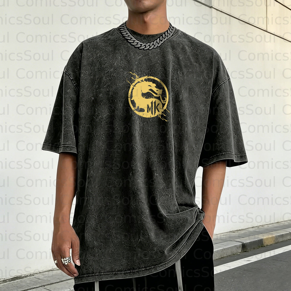 MK-Unisex Anime Inspired Vintage Washed T-Shirt
