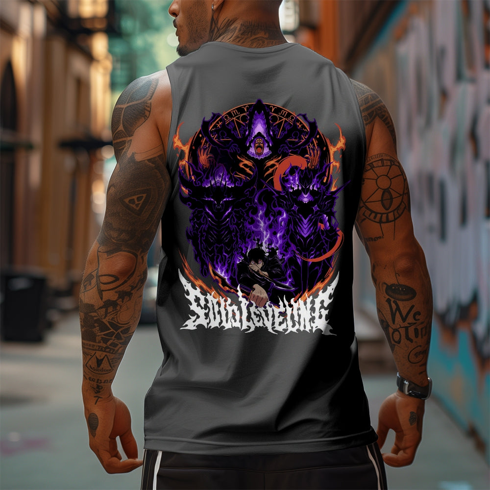 SL-Oversized Anime Print Gym Tank Top