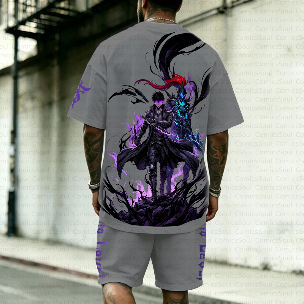 SL-Unisex Anime Inspired Vintage T-shirt& Shorts 2 Pieces Set
