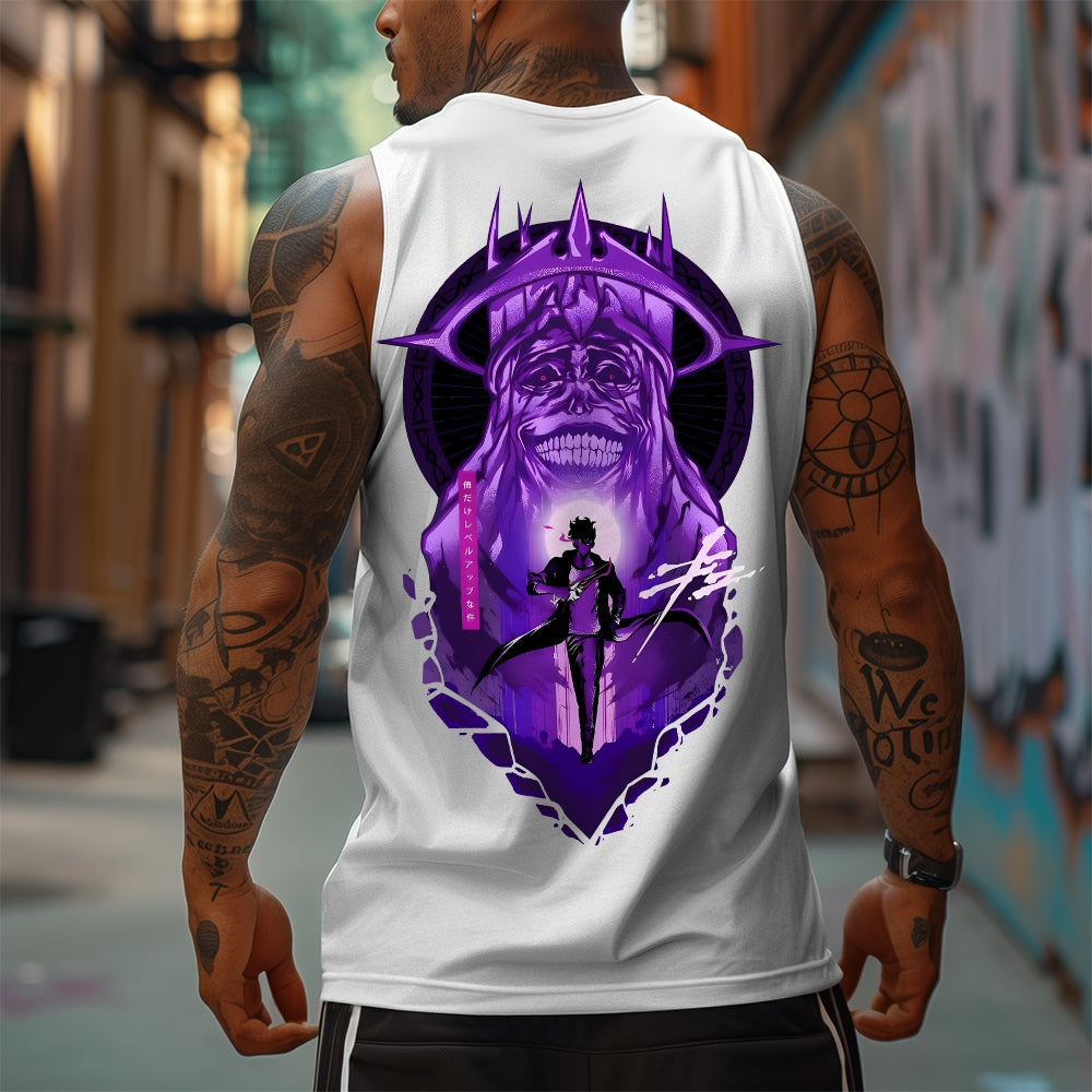SL-Oversized Anime Print Gym Tank Top