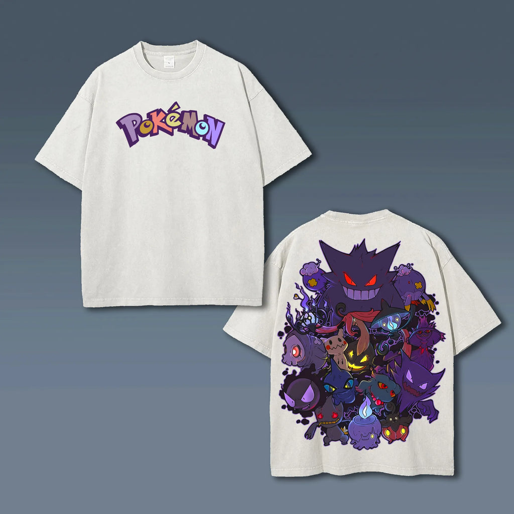 PKM-Unisex Anime Style Vintage Washed T-Shirt