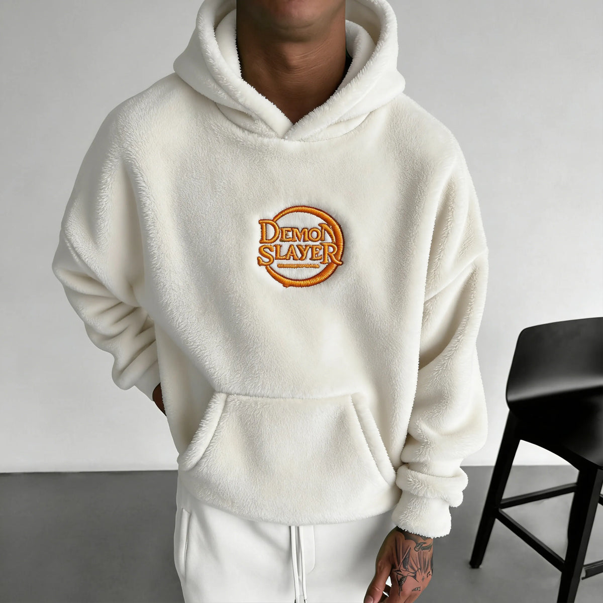 KNY Color-blocked Corduroy Hooded Sweatshirt