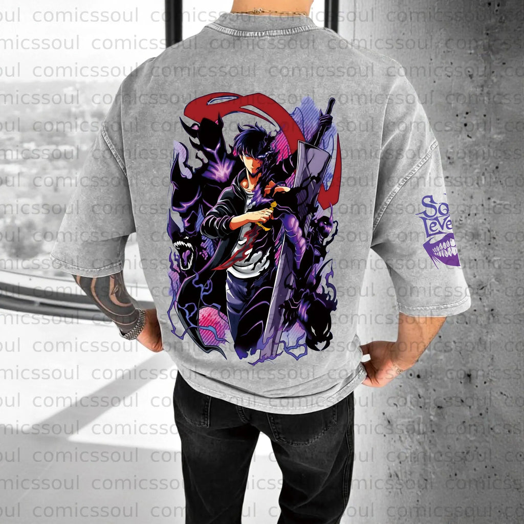 SL-Unisex Anime Inspired Vintage Washed T-Shirt