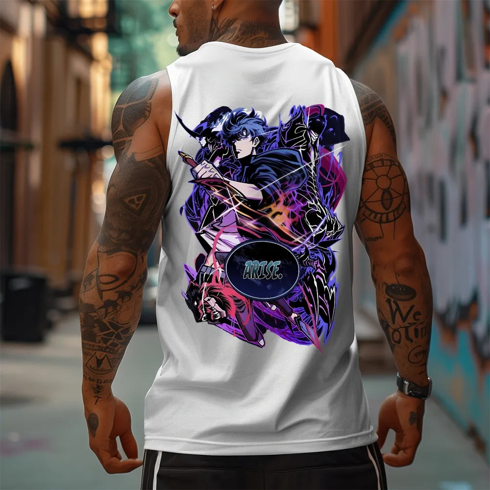 SL-Oversized Anime Print Gym Tank Top