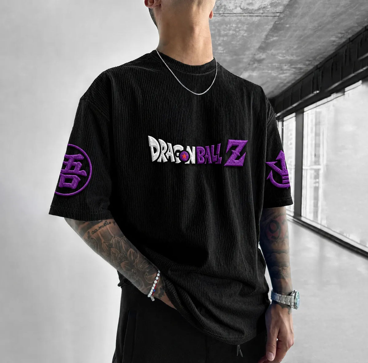 Dragon Ball Unisex Anime-Style Retro Corduroy Oversized T-Shirt