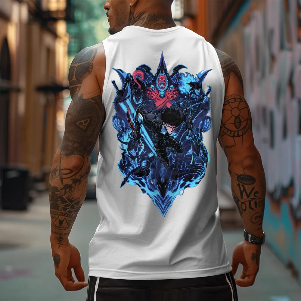 SL-Oversized Anime Print Gym Tank Top
