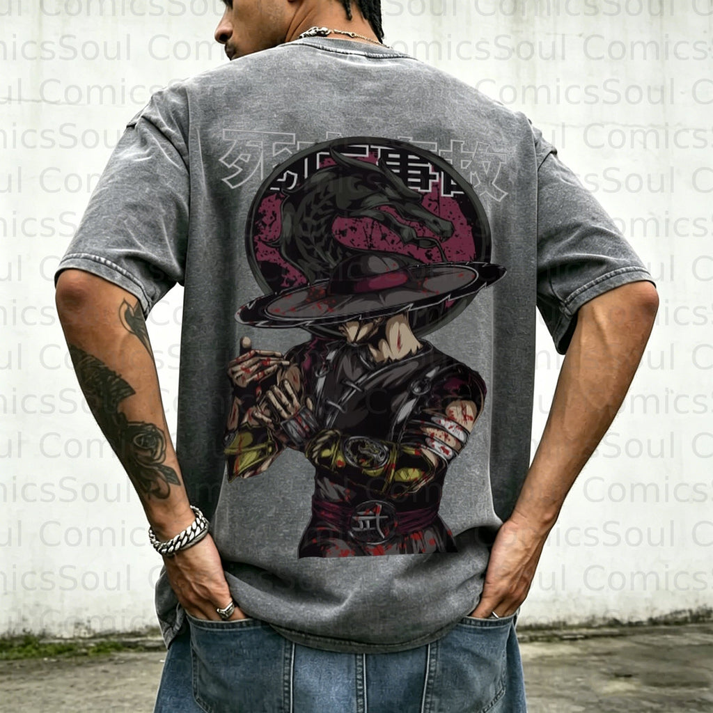 MK-Unisex Anime Inspired Vintage Washed T-Shirt