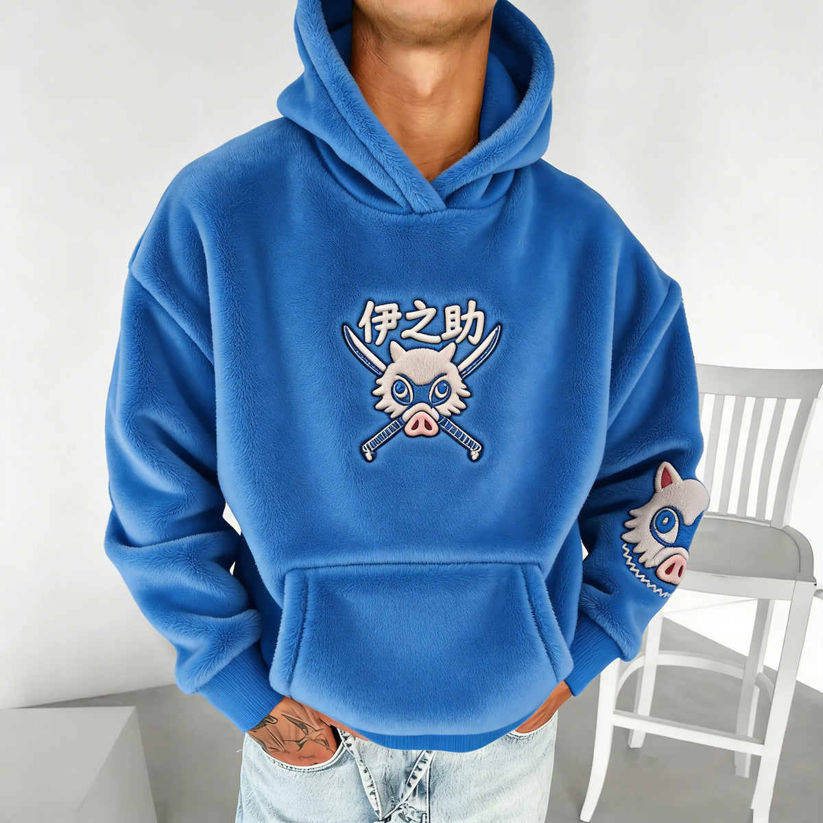 KNY Color-blocked Corduroy Hooded Sweatshirt