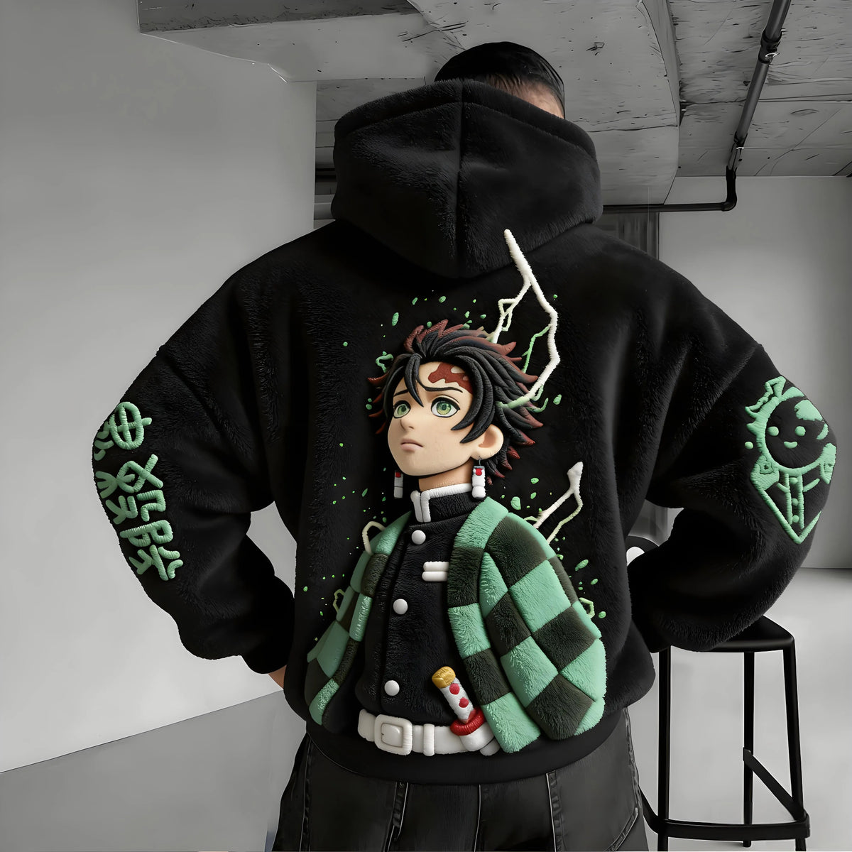 KNY Color-blocked Corduroy Hooded Sweatshirt
