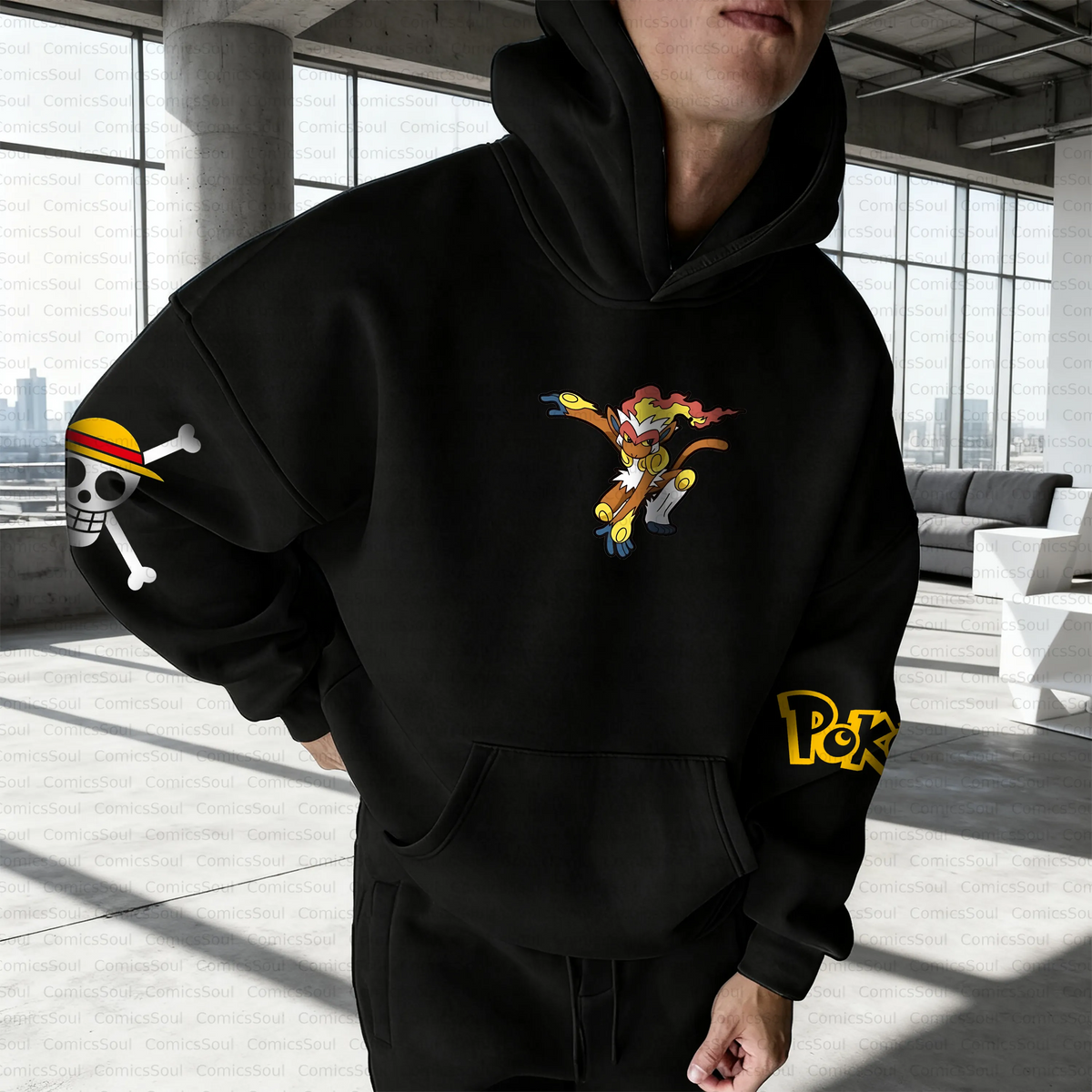 PKM-Unisex Anime Inspired Vintage Plush Hoodie