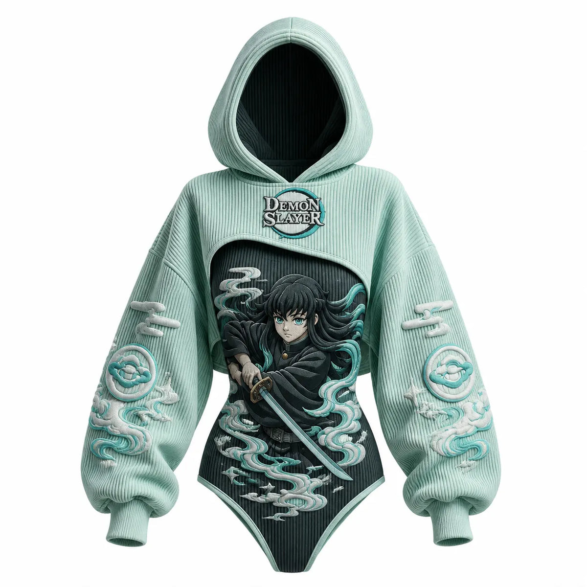 KNY Women's Anime-Print Hooded Romper Set