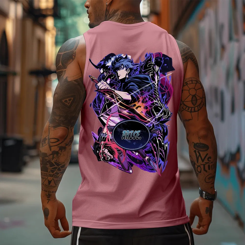 SL-Oversized Anime Print Gym Tank Top