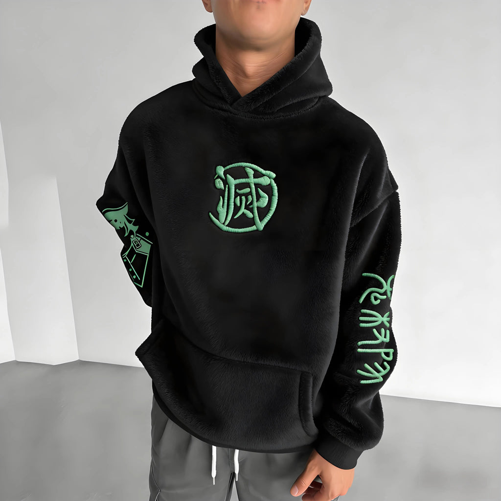 KNY Color-blocked Corduroy Hooded Sweatshirt