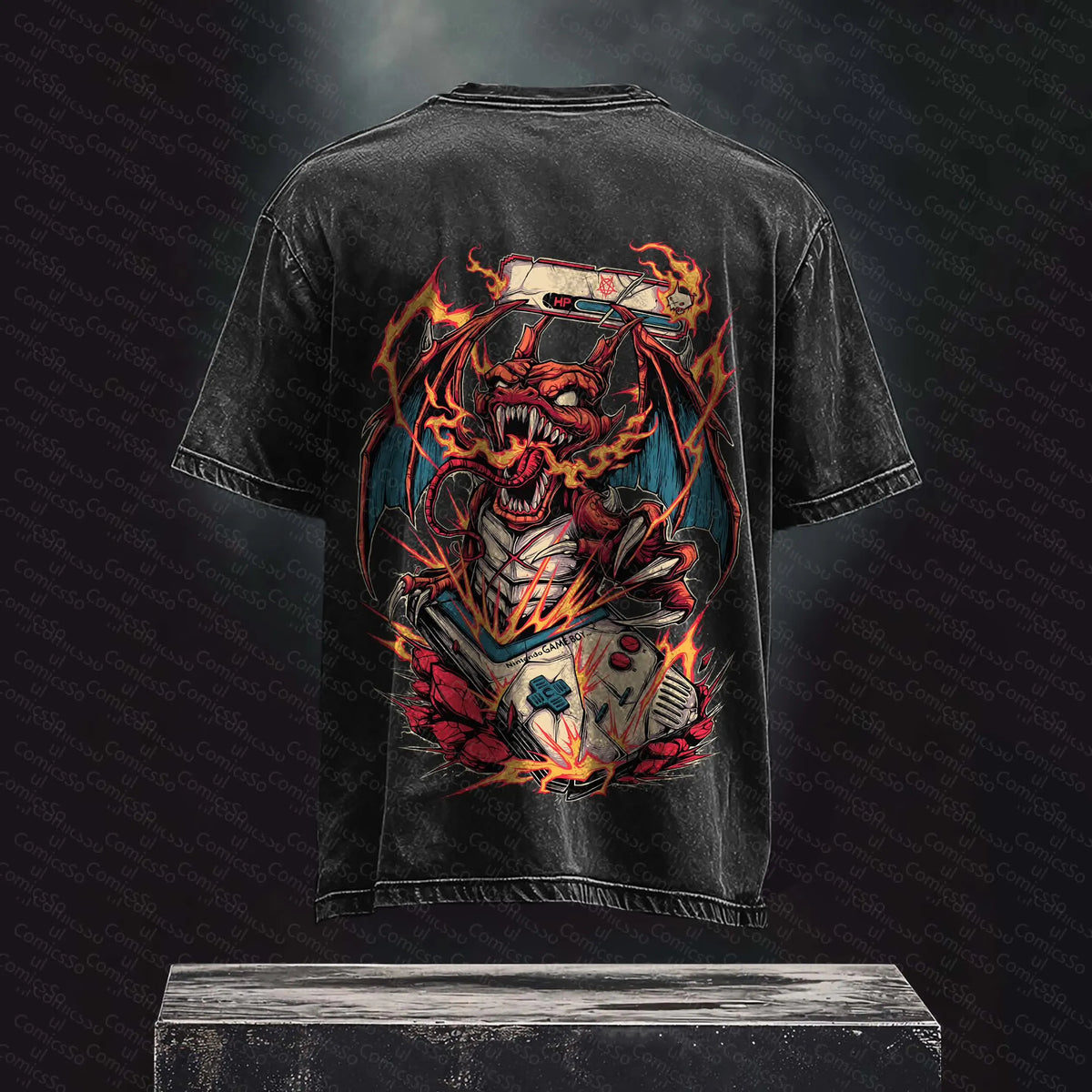 PKM-Unisex Anime Inspired Vintage Washed T-Shirt