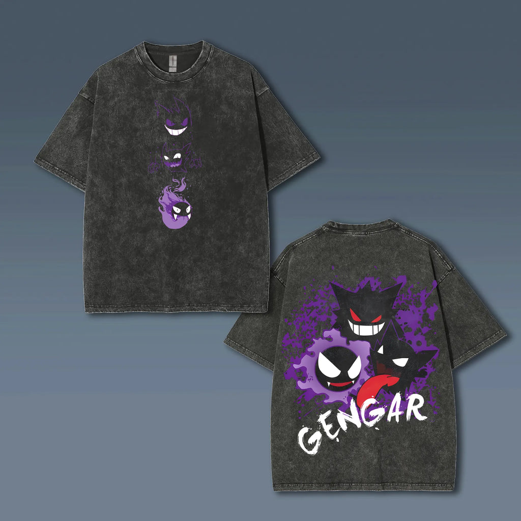 PKM-Unisex Anime Style Vintage Washed T-Shirt