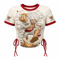 One Piece Women's Slim-Fit Short-Sleeve T-Shirt With Anime Print And Side Drawstrings