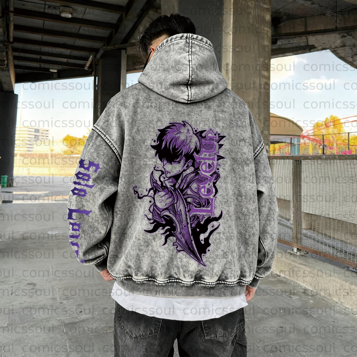 SL-Unisex  Anime Graphic Water wash Streetwear Vintage Hoodie