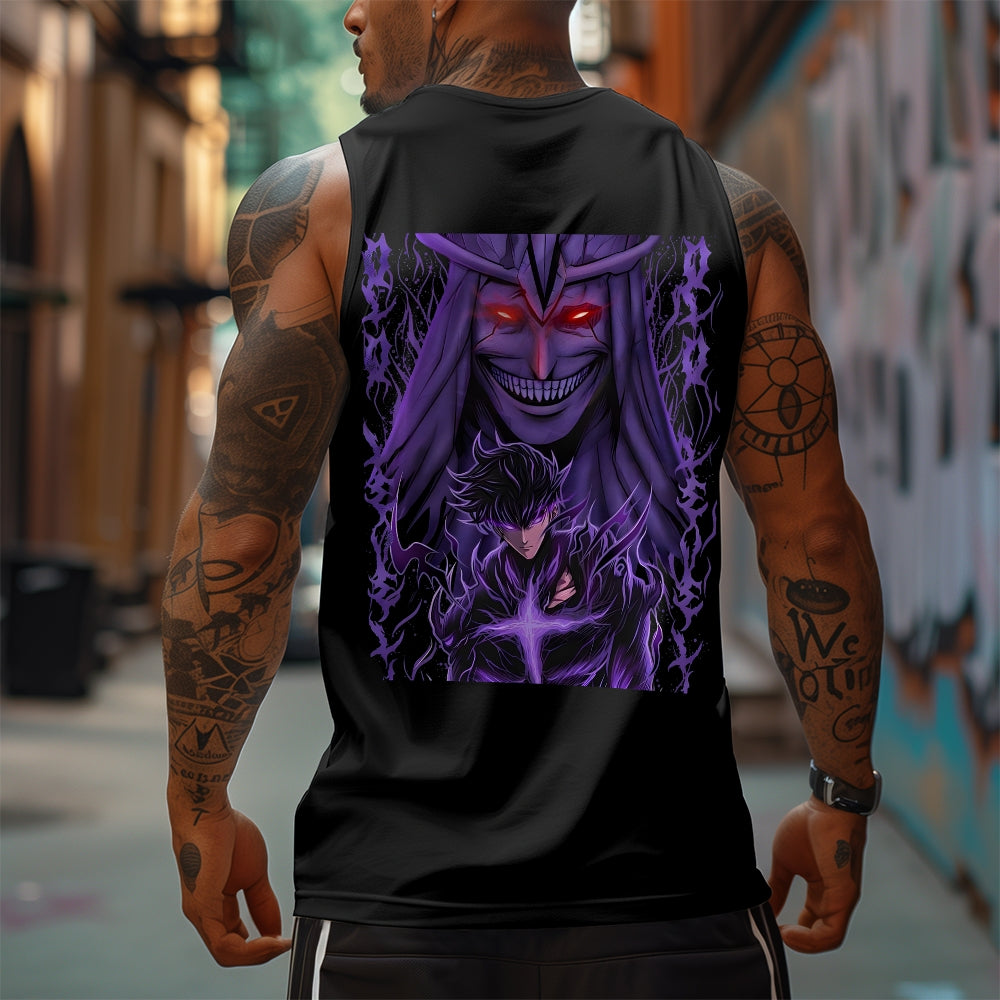 SL-Oversized Anime Print Gym Tank Top