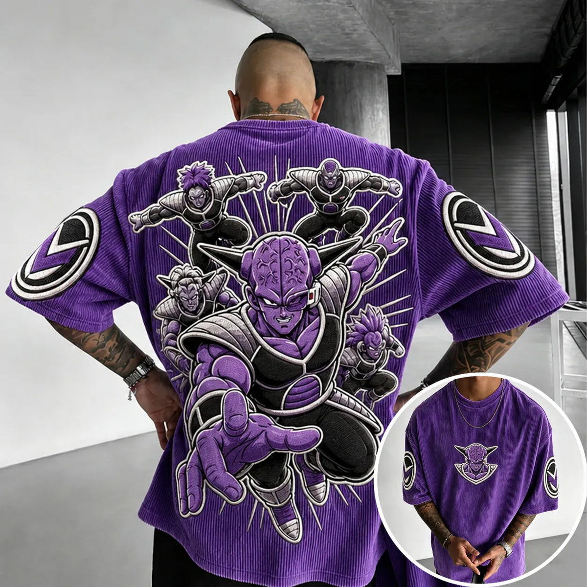 Dragon Ball Unisex Anime-Style Retro Corduroy Oversized T-Shirt