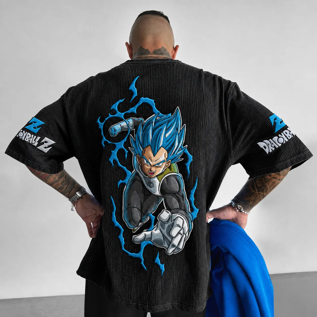 Dragon Ball Unisex Anime-Style Retro Corduroy Oversized T-Shirt